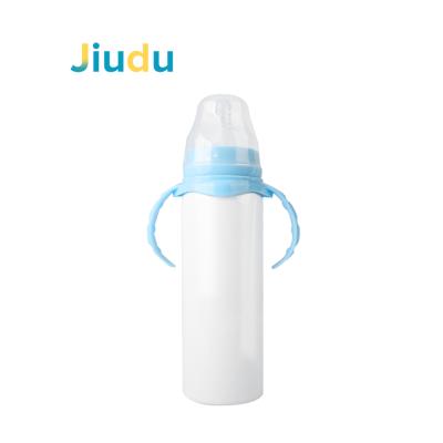 China Wholesale Sublimation 8oz 240ml White Toddler Viable Baby Blanks Feeding Bottle Stainless Steel Sippy Cup For Sublimation for sale