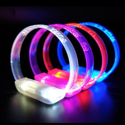 China Sound Activated Christmas Concert Sound Activated LED Light Bracelet Flashing Light Up Wristband Led Wristband for sale