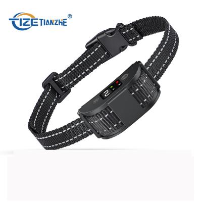 China Rechargeable Tize Dog Collar Vibration Shutdown OEM Viable Dual Electric Motor No Shock Bark Collar Anti Bark Collar Anti Bark Collar Device for sale