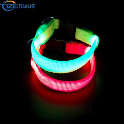 China Night Viable Nylon Safety Light LED Collar Dog Pet Supplies Cat LED Dog Collar Pet Accessories For Small Dogs LED Collars for sale