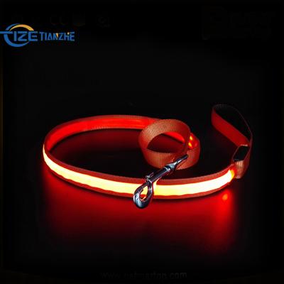 China 2021 Night Viable Security Light Up Leash USB Rechargeable LED Dog Leash Lead Flashing Waterproof Dog Leash Long Led Leash for sale