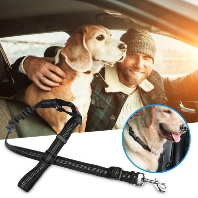 China New Dogs Dog Leash 2 in 1 Multi Functional Elastic Shock Absorption Headrest Dog Car Seat Belt for sale