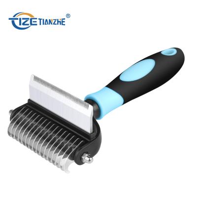 China Viable 2 in 1 Wholesale Customized Comb Dog Grooming Cleaning Tool Pet Comb Pet Grooming Tool for Cat and Dog Deshedding Hair for sale