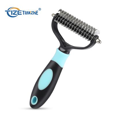 China OEM Pet Viable Hair Comb Safe Double Sided Pet Flea Shedding Comb for sale