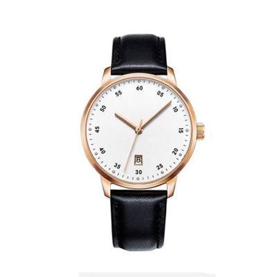 China Hot Selling Men's Wristwatches Rose Gold Leather Strap Wristwatches Japan Quartz Stainless Steel Case Automatic Date Mens Wristwatches for sale