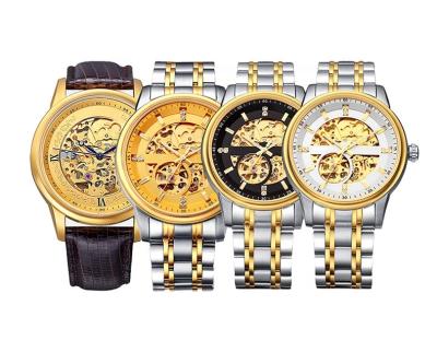 China Luxury OEM Men's Gold Fashion Stainless Steel Day/Date Wristwatches Custom Design Logo Mechanical Watches For Men Automatic Wrist Watch for sale