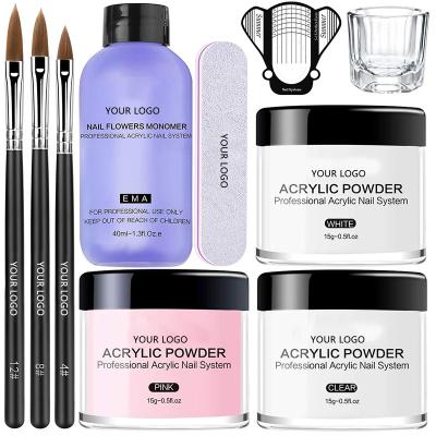 China Cheap Nail Art Liquid Monomer Professional Clear OEM Art Effect Private Label Excellent Nail Powder Acrylic Nail Set Kit For Beginners for sale