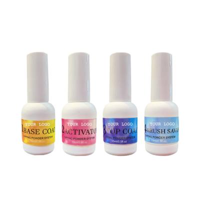 China Eco-friendly Top Coat Eco-friendly Odorless Gel Base Activator Nail Gel Glue Dip Powder OEM ODM Private Label Dip Powder Liquids System Liquid For Dip Powders for sale