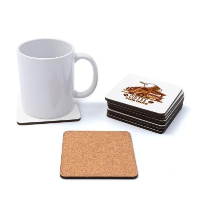 China Viable Factory Price Custom MDF Square Cork Backed Coaster Laser Printing Logo Coaster For Drinks for sale