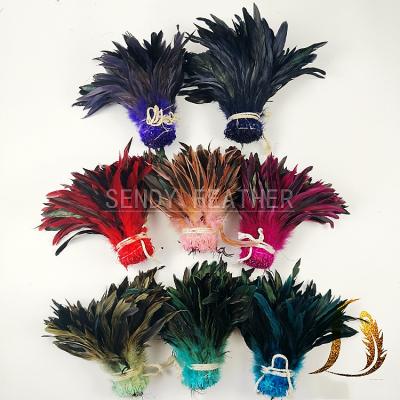 China Natural Home Decoration Over Dyed Stringed Rooster Schlappen Feathers For Home Decoration Carnival for sale