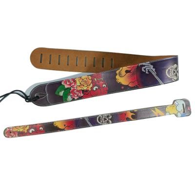 China GUITAR Guitar Strap Split Leather Custom Logo With Leather Ends for sale