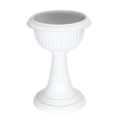 China Tall White Plastic Tumbler Shape Flower Pots Modern Roman Plastic Round Flower Pots For Flower for sale