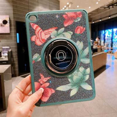 China Shockproof Case For iPad Pro 12.9 2021 Ring Holder Flowers Design Tablet Shockproof Case For iPads for sale