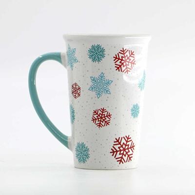 China New Viable Flower Porcelain Handle Mugs Wholesale Bulk High Quality 8 Ounce Camp Beer Branded Snow Ceramic Mug With Handle for sale