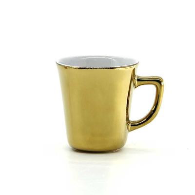 China Viable Wholesale Electric Coffee Mug Customize Laser Clear Hand Painted Irregular Hexagon Handmade Ceramic Queen Cup Mug for sale