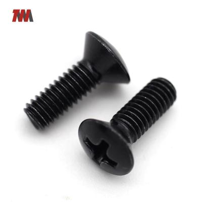 China Flat Cross Spline 3Cr Zinc Carbon Steel Black Cross Countersunk Head Screws For Automobile Exterior Parts for sale