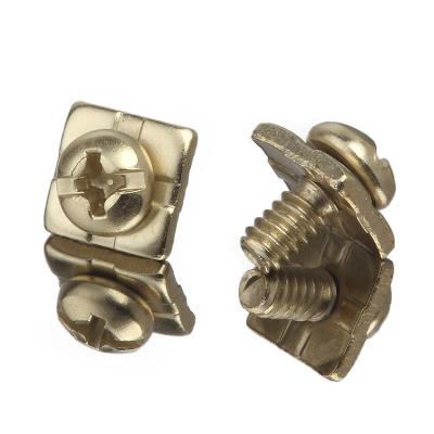 China Gold Plated Pan DIN China Factory m3.5 *10 Pan Head Combination Screw With Square Washer for sale