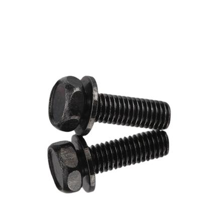 China HEX Black Carbon Steel Carriage Hex Bolts Hex Head Sems Screw With Flat Washer for sale