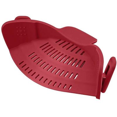 China Sustainable New wide mouth adjustable stainless steel silicone clip Leak proof Strainer for pan and spaghetti for sale