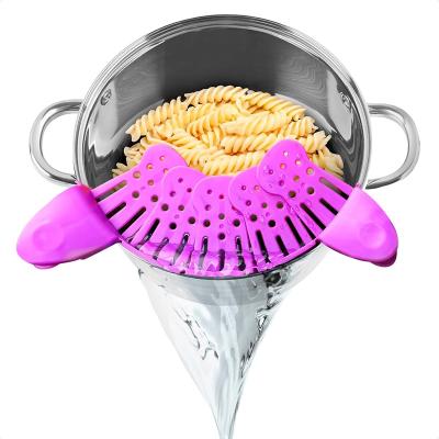 China Sustainable Kitchen folding snap type silicone vegetable and fruit noodle sink filter for sale