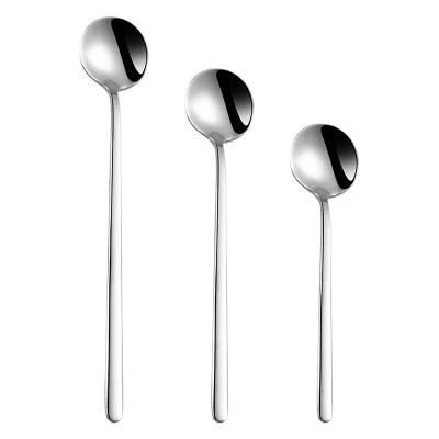 China Sustainable Factory wholesale cheap creative stainless steel long handle coffee mixing dessert coffee cup spoon for sale