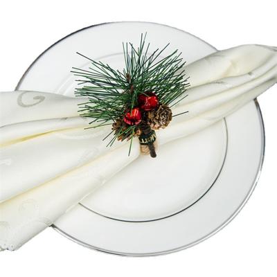 China Sustainable Western style imitation flower decoration home Christmas decoration snowflake napkin ring for hotel for sale