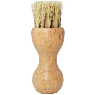 China Sustainable Factory direct sale gourd shaped Pig hair oiling polishing and dust removal multifunction cleaning wooden shoe brush for sale