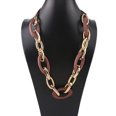 China 2021 TRENDY Jewerly for Women Size Wood Beaded Chunky Gold Handcrafted Quality Plated Necklaces for sale