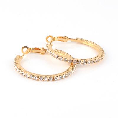 China Wholesale Fashion CLASSIC Women's Hoop Earrings 30mm Full Circle Rhinestone Earring Jewerly Stud Earrings Jewerly for sale