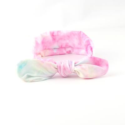 China Popular popular child's hair accessories dye tying print fabric hair band bow hair wrap beautiful for sale