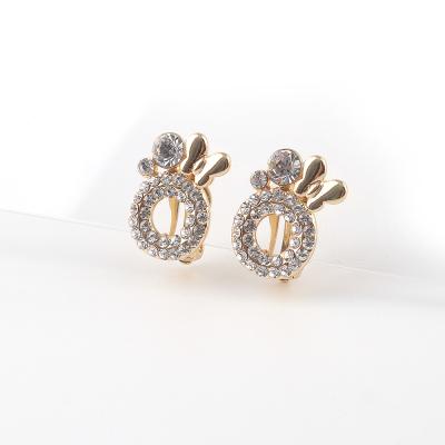 China Fashion cute hot selling jewelry for women butterfly rhinestone earrings alloy clip on earring for sale