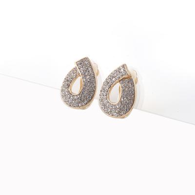 China Fashion CLASSIC Wholesale Jewelry For Women Alloy Rhinestone Teardrop Shape Clip On Earrings for sale