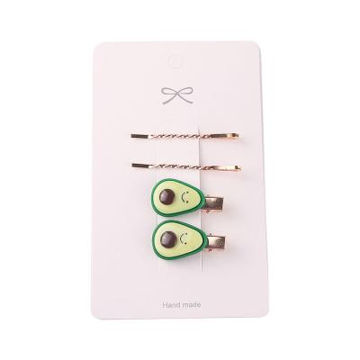 China Wholesale Imitation Gold Plating Avocado Hair Accessories For Kid Girls Lovely Rhinestone Cute Rhinestone Hair Pins for sale