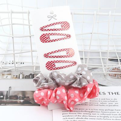 China New 2021 Fashionable Hair Style Clips Scrunches Set Dot Patten Hair Accessories For Girls Hair Pins for sale