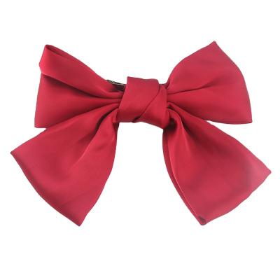 China Fashionable satin fabric bow knot hair beautiful hair accessories spring clip beautiful Korean style girl hair clips for sale