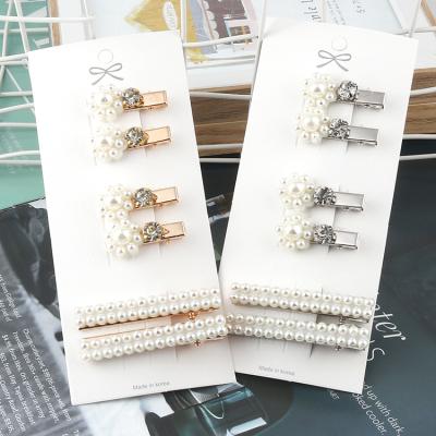 China Wholesale Popular Cute Hair Pins Accessories Clip Pearl Rhinestone Duck Clip Set Girl Fashion Hair Clips for sale