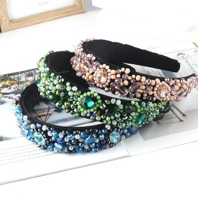 China New Style Hair Accessories Popular Fashionable Crystal Rhinestone Bead Hair Band Gilr Handmade Women's Head Hair Band for sale