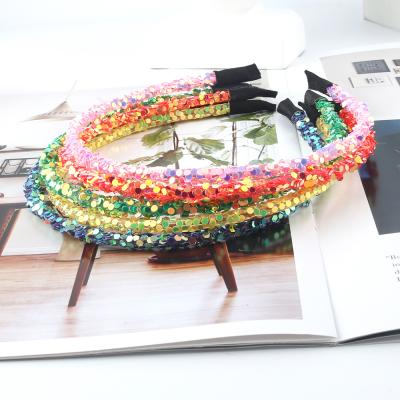 China De Fashional Lady Fashion Girls Color Sequin Plastic Women's Simple Style Hair Accessories Pretty For Girls Head Band for sale