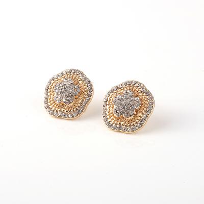 China Fashion Women Jewelry Wholesale CLASSIC Flower Shape Rhinestone Alloy Gold Plated Stud Earrings for sale