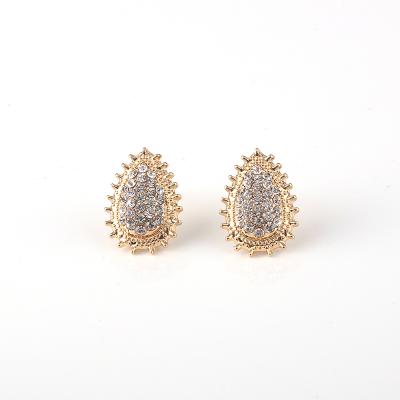 China Fashion CLASSIC Girls Full Teardrop Alloy Imitation Gold Plating Rhinestone Stud Earrings for sale