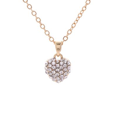 China Imitation Gold Plating Fashion Heart Necklace Diamond Rhinestone Pendant Snake Bone Dance Necklace for sale