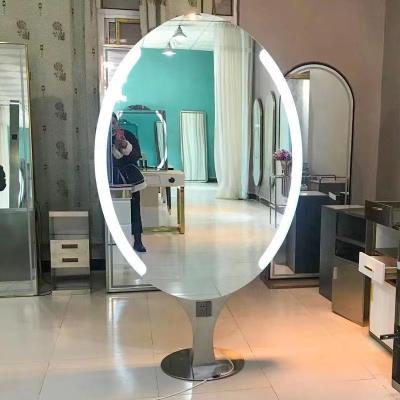 China LuxeBeauty Strong Oval Double Sided Led Mirror Station Double Sided Salon Station Styling Station For Salon for sale