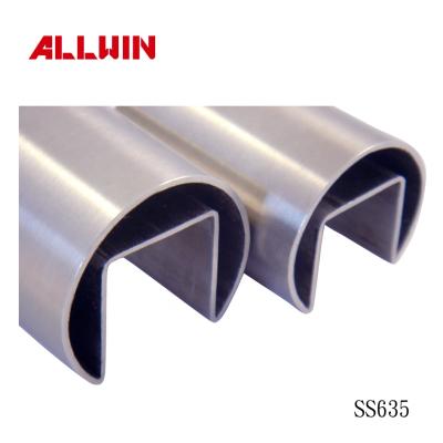 China ASTM Stainless Steel Single Slot Round Tube Round Roll Shaped Cap Rail for sale