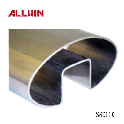 China Balustrade Stainless Steel Rail Cap Show Elliptical Round Single Slot Pipe Tube for sale