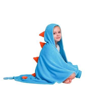 China Dinosaur Anti-pilling Hooded Blanket for Kids, 3D Toddler Wearable Animal Snuggie Throw for sale