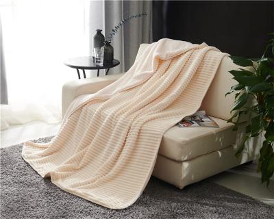 China Anti-pilling Soft Plush and Cozy Reversible Corduroy/Sherpa Striped 50x60 Inch Throw Blanket for Lounging on the Couch in Winter for sale