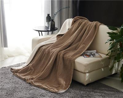 China Anti-pilling Soft Plush and Cozy Reversible Corduroy/Sherpa Striped 50x60 Inch Throw Blanket for Lounging on the Couch in Winter for sale