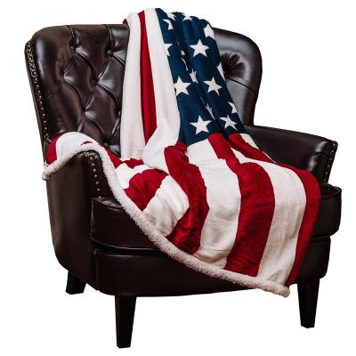 China Anti-pilling US Flag Printing Fleece Sherpa Throw Blanket for sale