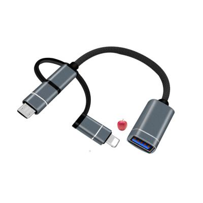 China LAPTOP Wholesale Usb C Otg Cable Female Computer Audio Adapter 3 in 1 Adapter Cable for sale