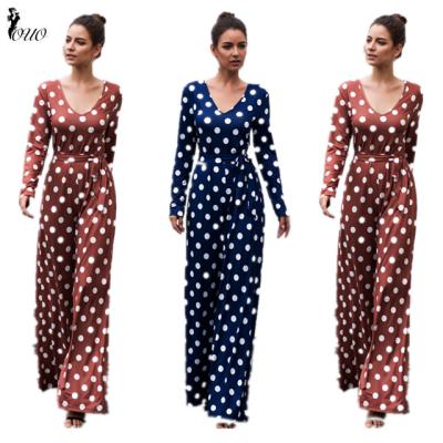 China Popular QUICK DRY Design Dots Printed Lady Fashion V-neck One-Piece Overalls OC103 for sale